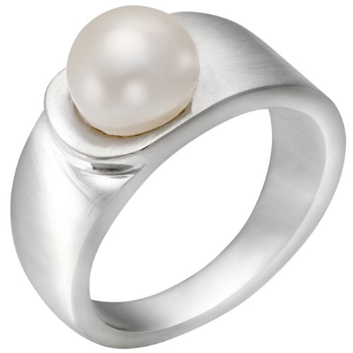 Vinani Ring mattiert glänzend mit Süßwasserzuchtperle Sterling Silber 925 Größe 62 (19.7) REP62 von Vinani