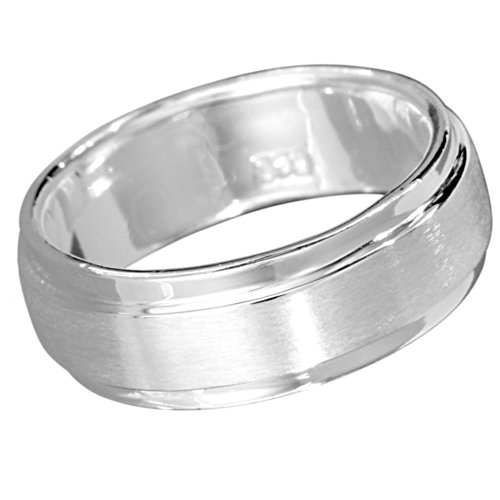Vinani Unisex Ring zwei Bänder mattiert glänzend schmal klassisch zeitlos Sterling Silber 925 Partnerring Größe 52 (16.6) RIL52 von Vinani