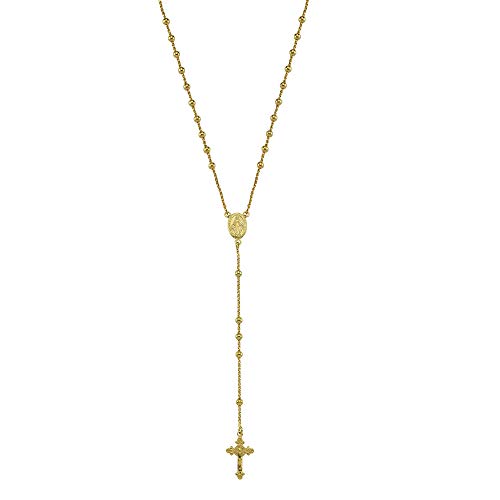 Vinani Y-Kette Kugeln Rosenkranz Mutter Gottes Kreuz glänzend 925 Sterling Silber vergoldet 2YKG von Vinani