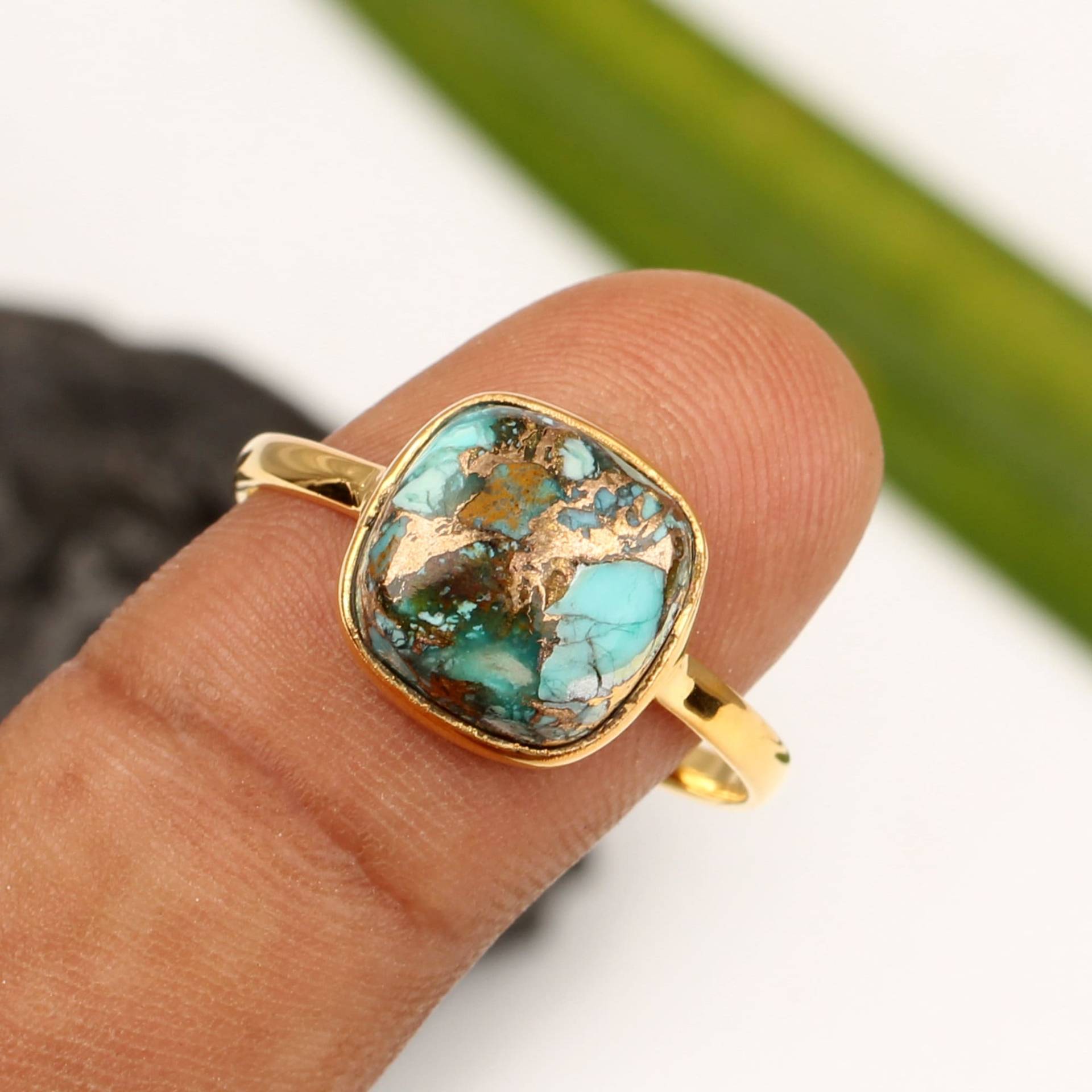 Top Qualität Chrysocolla Kupfer Ring 925 Sterling Silber 18K Vergoldet Alltag Wholesale Edelstein von VinayakJewelsArt