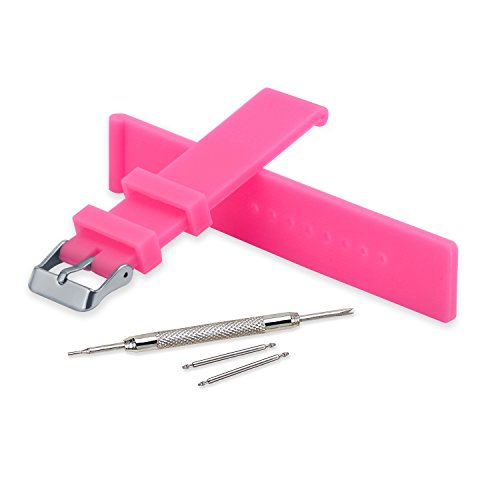 VINBAND Unisex Wasserfest Gummi Uhrenarmband mit Edelstahl Silberne Schnalle 22mm Rosa von VINBAND