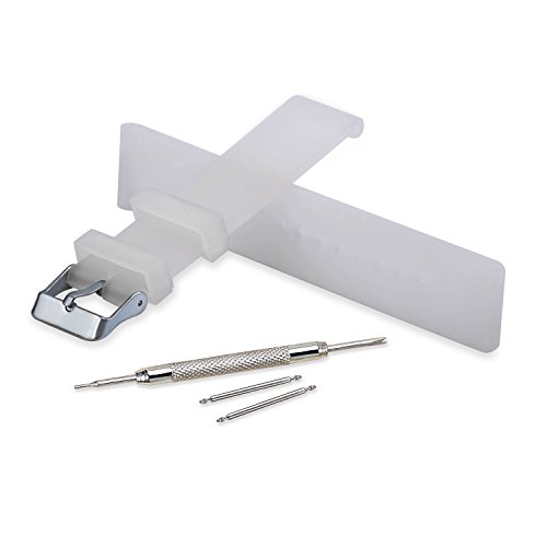 VINBAND Unisex Wasserfest Gummi Uhrenarmband mit Edelstahl Silberne Schnalle 24mm Halbtransparent von VINBAND