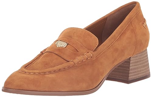 Vince Camuto Carissla Damen Loafer mit Blockabsatz, flach, Goldener Stab, 42 EU von Vince Camuto