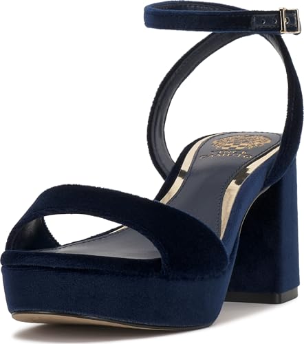 Vince Camuto Damen Pendreya Plateau-Sandalen mit Keilabsatz, Dunkelblauer Samt, 41 EU von Vince Camuto