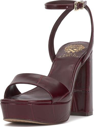 Vince Camuto Damen Pendry Sandalen mit Absatz, Pflaumenfarbenes Krokodilleder, 38 EU von Vince Camuto