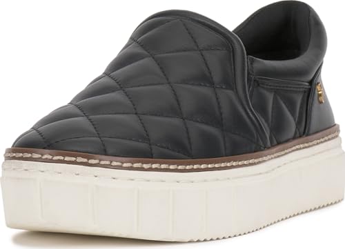 Vince Camuto Damen Romie Sneaker, Schwarz Leder, 43 EU von Vince Camuto