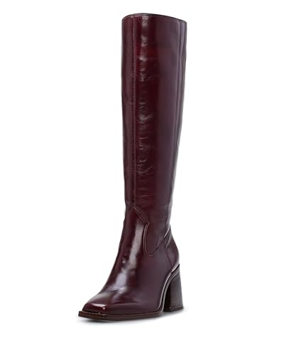 Vince Camuto Sangeti Damen-Stiefel, gestapelter Absatz, kniehoch, breit, Waden-Stiefel, modisch, Dunkles Mahagony, 41 EU von Vince Camuto