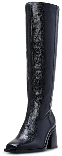 Vince Camuto Sangeti Damen-Stiefel, gestapelter Absatz, kniehoch, modisch, Blk Bntblt, 40.5 EU von Vince Camuto