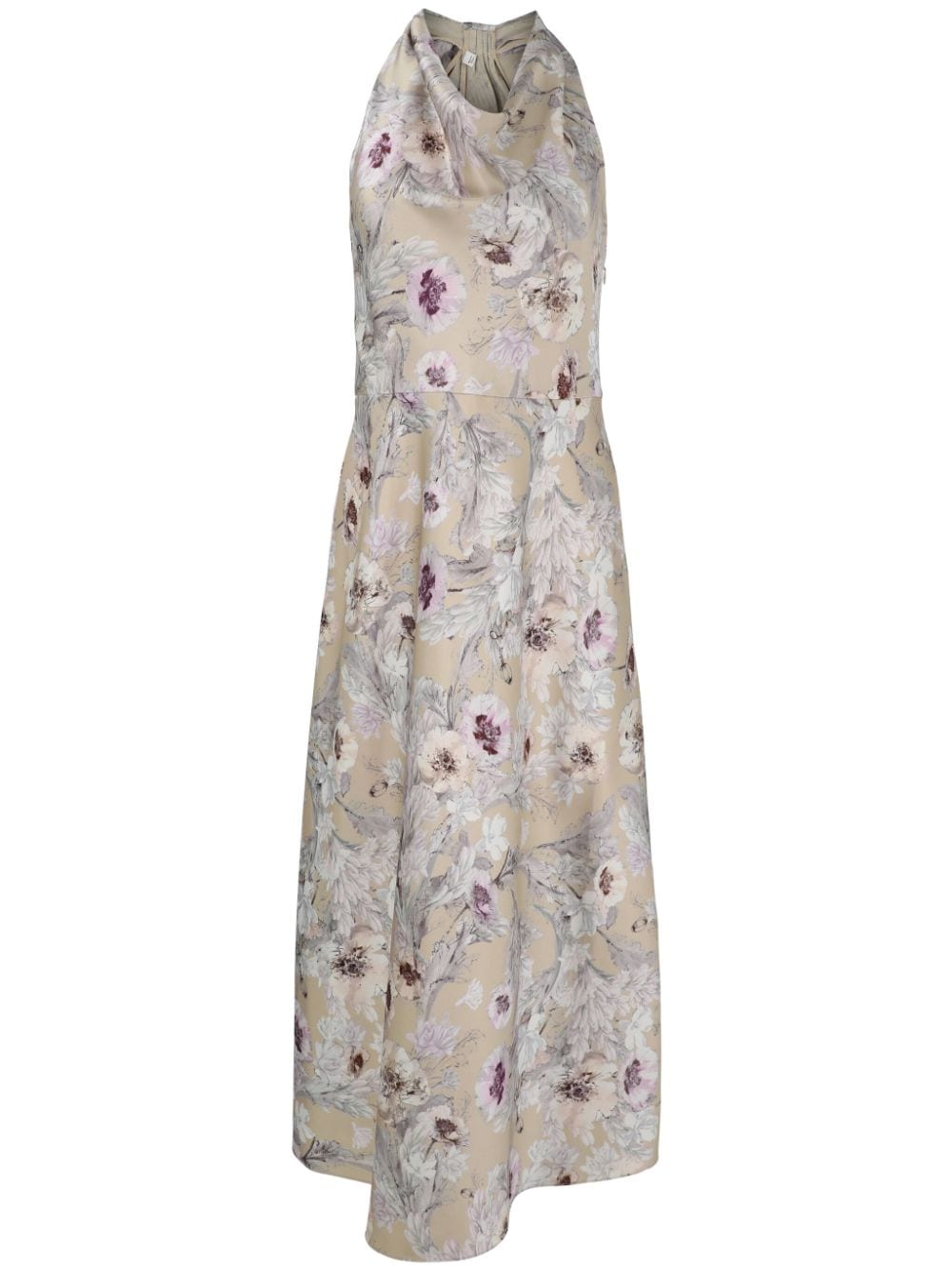 Vince Wasserfallausschnitt-Midikleid mit Blumen-Print - Nude von Vince