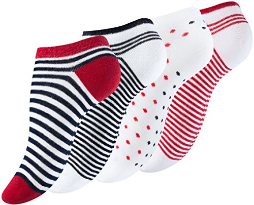 Vincent Creation 12 Paar Sneaker Socken Damen Kurzsocken Streifen Punkte Mehrfarbig, Gr. 35-38 von Vincent Creation