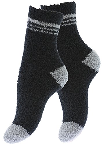 Vincent Creation 2 Paar Kuschelsocken Warme Flauschige Damen Socken Bettsocken Wintersocken, schwarz, One Size von Vincent Creation