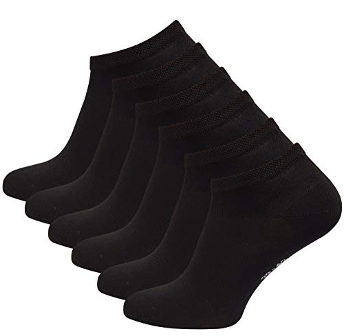 Vincent Creation 6 Paar BAMBUS Sneaker Socken, Schwarz, Gr. 35-38 von Vincent Creation