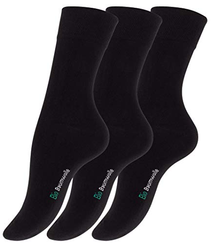 Vincent Creation 12 Paar Schwarze Damen Bio-Baumwoll Socken-aus reiner Bio-Baumwolle, Schwarz, 35-38 von Vincent Creation