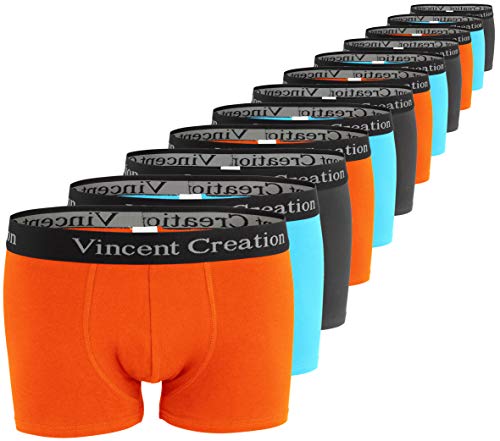 Vincent Creation 12er Pack Herren Boxershorts Retroshorts Hipster Fitted (M, Orange/Türkis/Anthrazit) von Vincent Creation