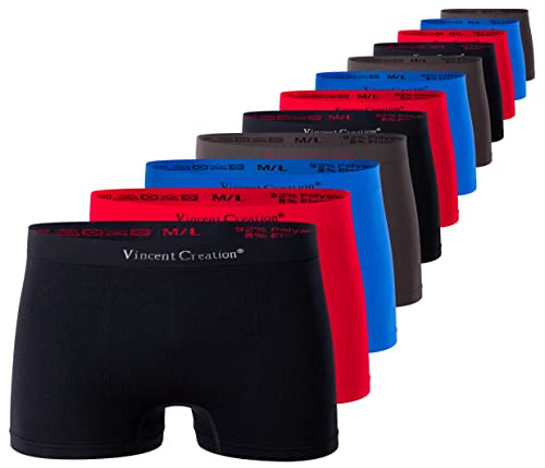 Vincent Creation 12er Pack Herren Seamless Boxershorts-Pant, Nahtlose Retroshorts, geschmeidig weiche Microfaser Gr. M/L, Gemischt (schwarz,rot,blau,grau) von Vincent Creation