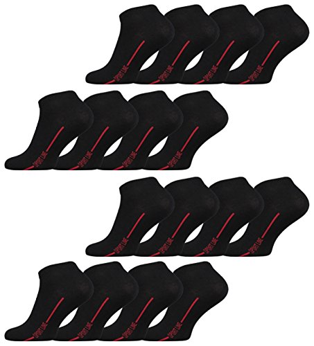 Vincent Creation 16 Paar Herren Sneaker Socken SPORT LINE (Black/Red) von Vincent Creation