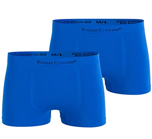 Vincent Creation 2er Pack Herren Seamless Boxershorts-Pant, Nahtlose Retroshorts in geschmeidig weichem Microfaser, frei von AZO Farbstoffen. Blau/blau_S/M von Vincent Creation