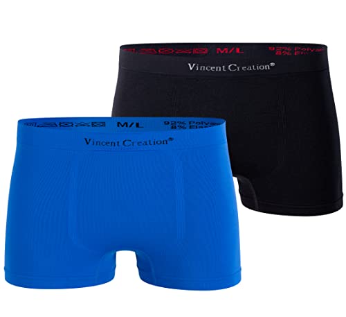 Vincent Creation 2er Pack Herren Seamless Boxershorts-Pant, Nahtlose Retroshorts in geschmeidig weichem Microfaser, frei von AZO Farbstoffen. Schw/blau_S/M von Vincent Creation
