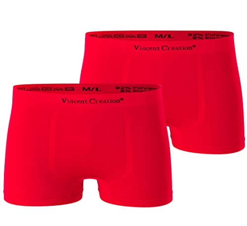 Vincent Creation 2er Pack Hochwertige Herren Seamless Boxershorts-Pant (M/L, rot/rot) von Vincent Creation