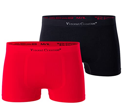 Vincent Creation 2er Pack Hochwertige Herren Seamless Boxershorts-Pant (M/L, rot/schwarz) von Vincent Creation