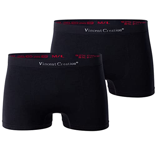 Vincent Creation 2er Pack Hochwertige VCA Herren Seamless Boxershorts-Pant, Nahtlose Retroshorts in geschmeidig weichem Microfaser, frei von AZO Farbstoffen (L/XL, schwarz/schwarz) von Vincent Creation