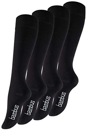 Vincent Creation 4 Paar Bambus Damen Kniestrümpfe in schwarz, handgekettelte Spitze (ohne Naht), Gesundheitsstrümpfe, Gr. 39-42 von Vincent Creation