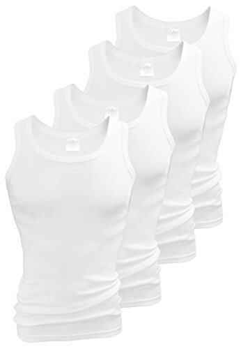 Vincent Creation 4 stück Herren Achselshirt, Unterhemd in Weiss 100% Baumwolle aus Öko-Tex Standard (9, weiß) von Vincent Creation