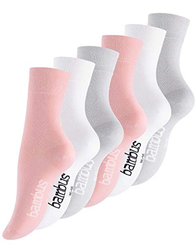 Vincent Creation 6 Paar Bambus Socken, Unisex Bambussocken für Damen und Herren, Handgekettelte Spitze (39-42, 6 Paar - Assorted (Rosa, Weiss, Hellgrau)) von Vincent Creation