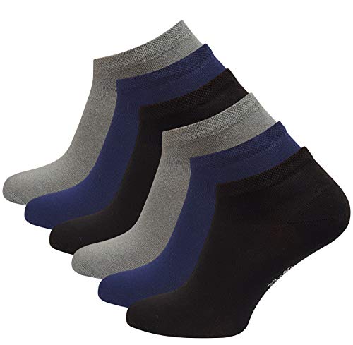 Vincent Creation 6 Paar Herren BAMBUS Sneaker Socken, Spitze handgekettelt, Super Qualität (43/46, marine/schwarz/grau) von Vincent Creation