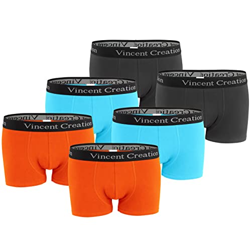Vincent Creation 6er Pack Boxershorts, Boxer, Unterhose, Herren Retroshorts, Mix (Orange/Türkis/Anthrazit), Gr. XXL von Vincent Creation