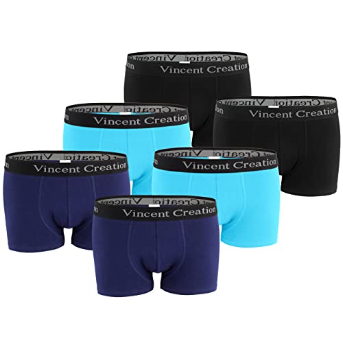 Vincent Creation 6er Pack Boxershorts, Boxer, Unterhose, Herren Retroshorts, Mix (Türkis/Marine/Schwarz), Gr. XXL von Vincent Creation