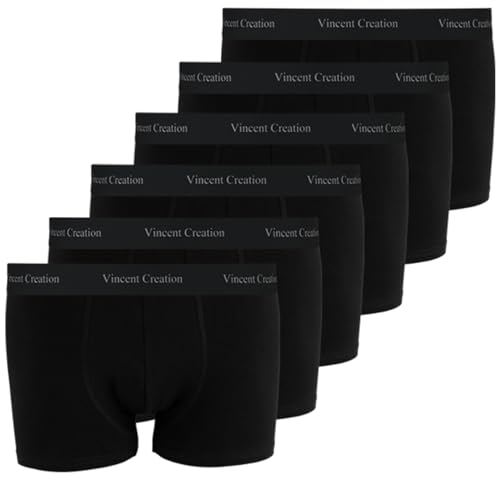 Vincent Creation 6er Pack Boxershorts, Boxer, Unterhose, Herren Retroshorts, schwarz, Gr. M von Vincent Creation