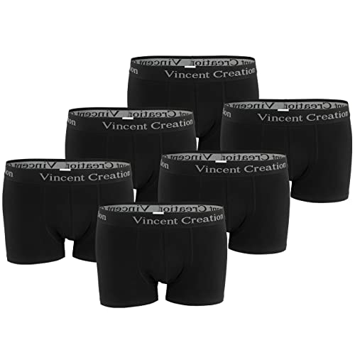 Vincent Creation 6er Pack Boxershorts, Boxer, Unterhose, Herren Retroshorts, schwarz, Gr. XL von Vincent Creation
