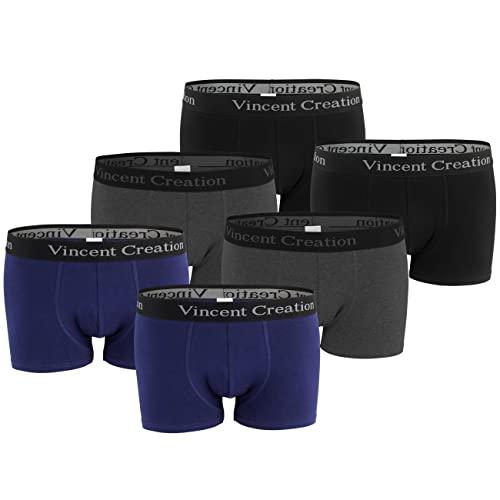 Vincent Creation 6er Pack Boxershorts, Boxer, Unterhose, Herren Retroshorts, Mix (schwarz/grau/Marine), Gr. XXL von Vincent Creation