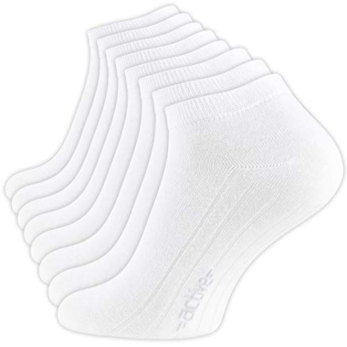 Vincent Creation 8 Paar schwarze oder weiße Herren Active Sneaker Socken, mit active Schriftzug aus geschmeidig weicher Baumwolle/Elasthan mix (39/42, 8 Paar Weiss) von Vincent Creation