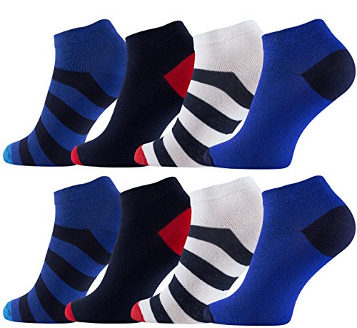 Vincent Creation 8 oder 12 Paar Herren Sneaker Socken Maritim, Füßlinge mehrfarbig mit Ringel von Vincent Creation