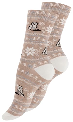 Vincent Creation Bunte Lustige Socken Damen & Herren Fun Socks Witzige Strümpfe Verrückte Socken Mehrfarbig als Geschenk, Einheitsgrösse, (36-40, EuleBeige) von Vincent Creation