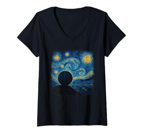 Damen Starry Night inspiriertes Tennis-Design für Kunstliebhaber T-Shirt mit V-Ausschnitt Damen Starry Night inspiriertes Tennis-Design für Kunstliebhaber T-Shirt mit V-Ausschnitt von Vincent Van Gogh Enthusiasts Apparel Co.