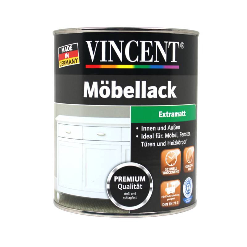0,75 Liter Vincent Premium Möbellack Buntlack Himmelblau Extramatt für 10m² von Vincent