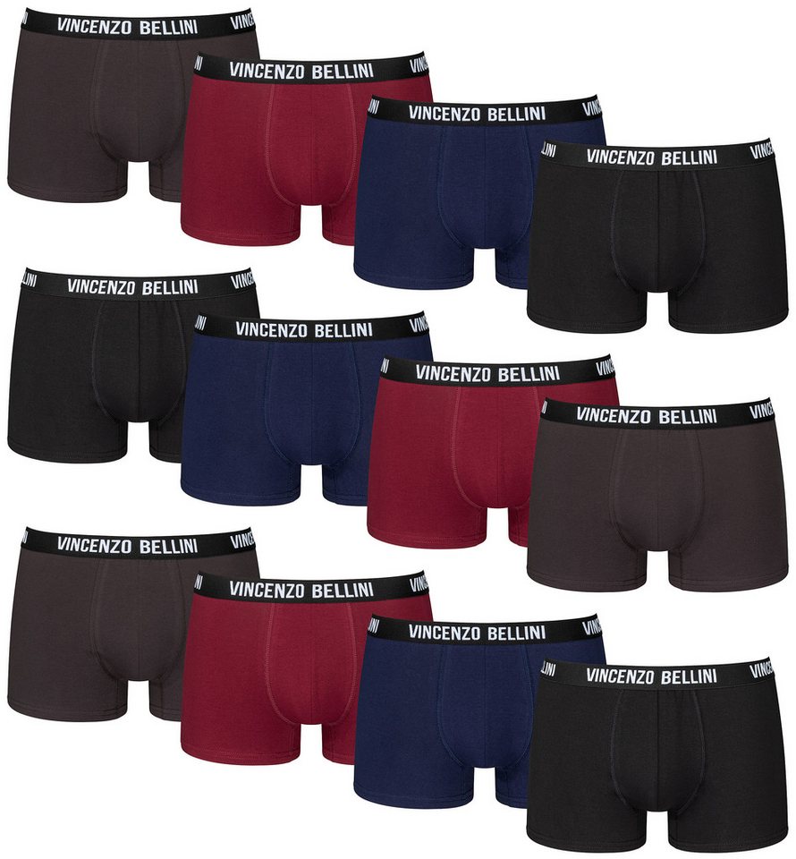 Vincenzo Bellini Boxershorts Vincenzo Bellini Boxershorts 12er Pack in 3 Farbvarianten (12er Pack) Mit Logo Webbund, doppelt genäht von Vincenzo Bellini