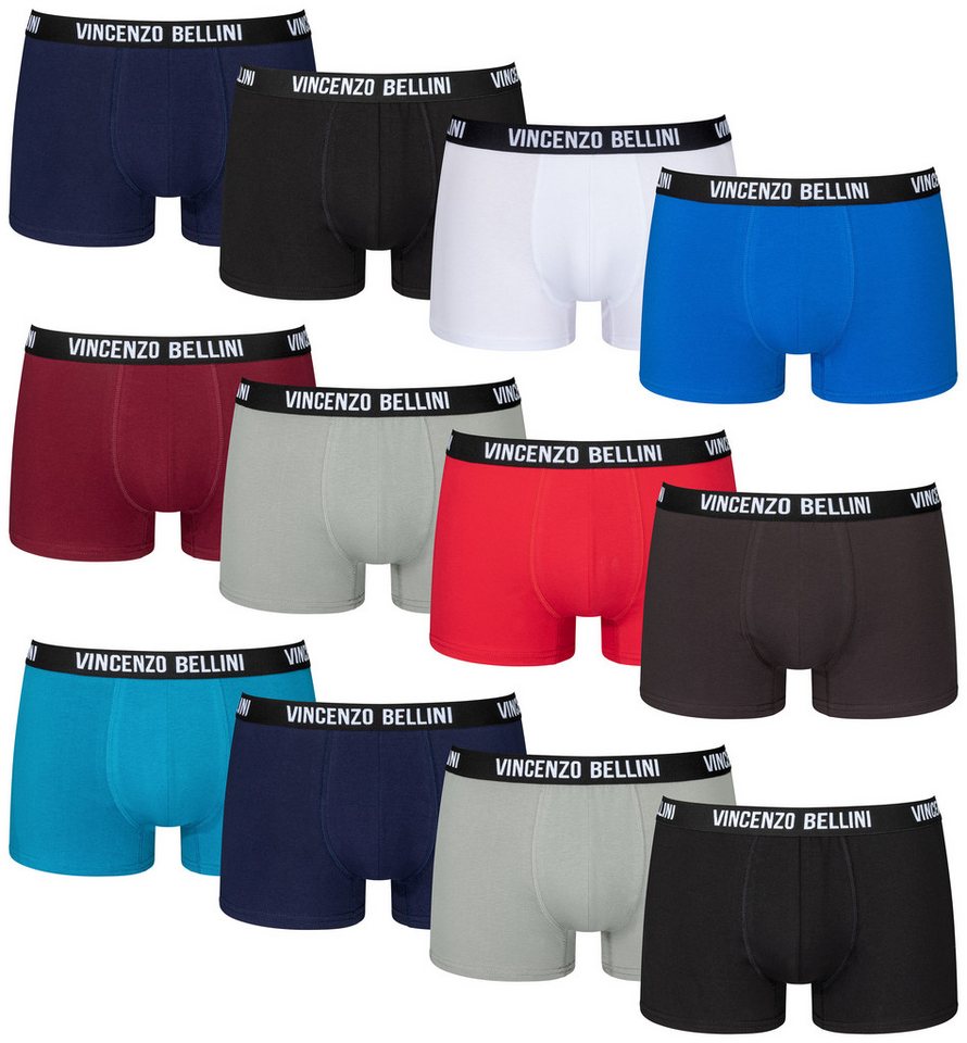 Vincenzo Bellini Boxershorts Vincenzo Bellini Boxershorts 12er Pack in 3 Farbvarianten (12er Pack) Mit Logo Webbund, doppelt genäht von Vincenzo Bellini