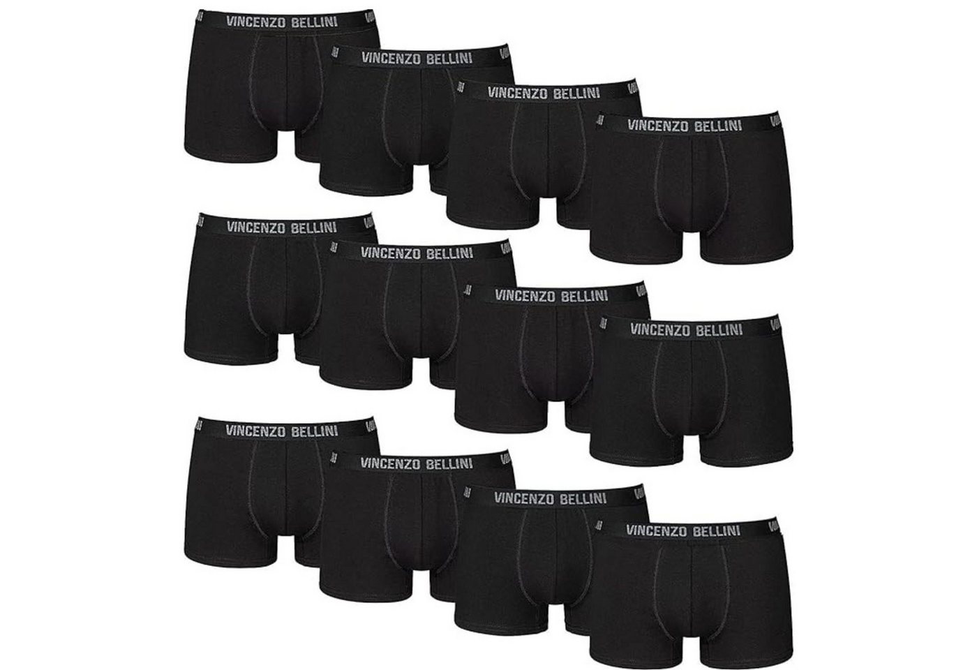 Vincenzo Bellini Boxershorts Vincenzo Bellini Boxershorts 12er Pack in 3 Farbvarianten (12er Pack) Mit Logo Webbund, doppelt genäht von Vincenzo Bellini