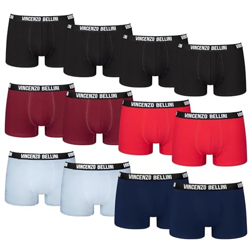 Vincenzo Bellini Herren Boxershorts Premium - Made in EU - Ohne kratzenden Zettel - Atmungsaktive Herren Unterwäsche (8er & 12er Pack) (M, Regular, Regular, 5-farbig 12er) von Vincenzo Bellini
