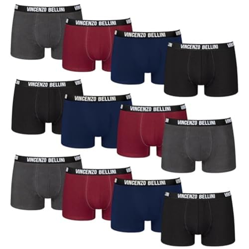 Vincenzo Bellini Herren Boxershorts Premium - Made in EU - Ohne kratzenden Zettel - Atmungsaktive Herren Unterwäsche (8er & 12er Pack) (M, Regular, Regular, Mehrfarbig dunkel 12er) von Vincenzo Bellini