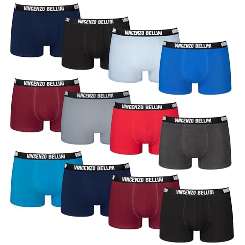 Vincenzo Bellini Herren Boxershorts Premium - Made in EU - Ohne kratzenden Zettel - Atmungsaktive Herren Unterwäsche (8er & 12er Pack) (L, Regular, Regular, Mehrfarbig 12er) von Vincenzo Bellini