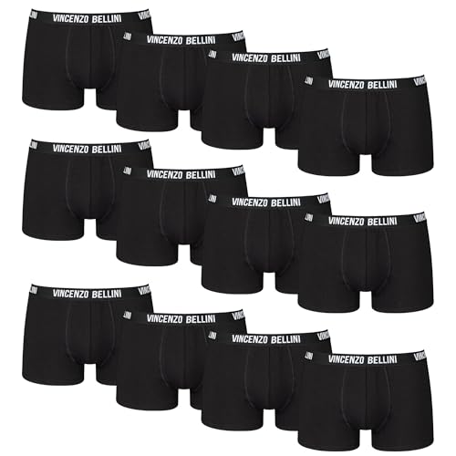 Vincenzo Bellini Herren Boxershorts Premium - Made in EU - Ohne kratzenden Zettel - Atmungsaktive Herren Unterwäsche (8er & 12er Pack) (M, Regular, Regular, schwarz 12er) von Vincenzo Bellini