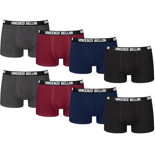 Vincenzo Bellini Herren Boxershorts Premium - Made in EU - Ohne kratzenden Zettel - Atmungsaktive Herren Unterwäsche (8er & 12er Pack) (M, Regular, Regular, Mehrfarbig Dunkel 8er) von Vincenzo Bellini