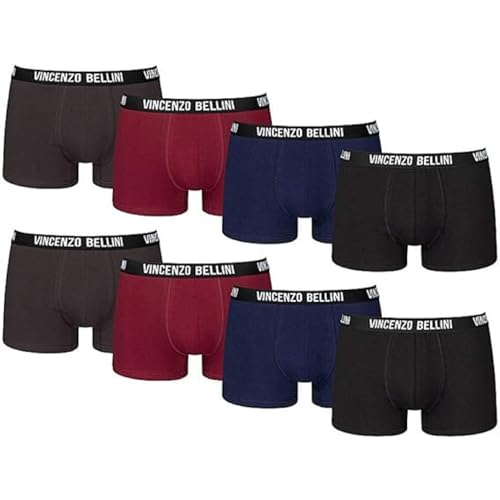 Vincenzo Bellini – Hipster Boxershorts, 8er Pack, Bequeme und atmungsaktive Herren Unterwäsche, Baumwolle Unterhosen, Basic Boxer (Mehrfarbig dunkel, S) von Vincenzo Bellini