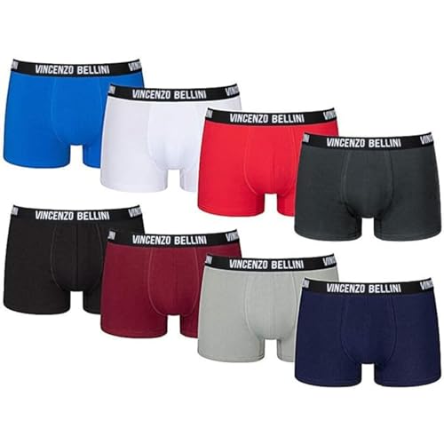 Vincenzo Bellini – Hipster Boxershorts, 8er Pack, Bequeme und atmungsaktive Herren Unterwäsche, Baumwolle Unterhosen Männer in 8 Ausführungen, Basic Boxer (merhfarbig, XL) von Vincenzo Bellini