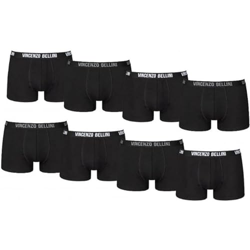 Vincenzo Bellini – Hipster Boxershorts, 8er Pack, Größe S,M,L,XL,XXL, Bequeme und atmungsaktive Herren Unterwäsche, Baumwolle Unterhosen Männer in 8 Ausführungen, Basic Boxer (schwarz, S) von Vincenzo Bellini